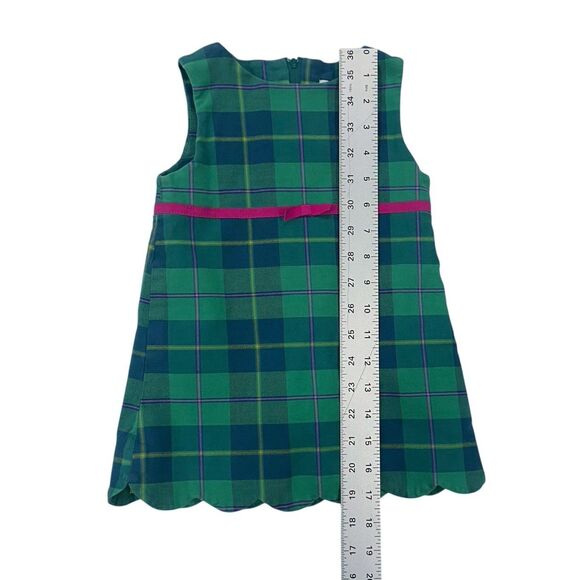 Lilly Pulitzer Girls 2T Green Plaid Preppy Dress Scalloped, Pink Bow, Lined - Picture 8 of 9